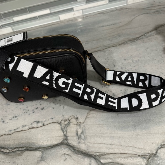 Karl Lagerfeld Black Rainbow Heart Embellished Crossbody Bag New - Picture 6 of 6